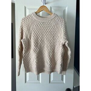 H&M Chunky Knit Sweater XS Textured Oatmeal Fisherman Cottagecore Pullover